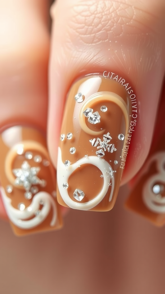 Nail art featuring icing swirls and sugar crystals