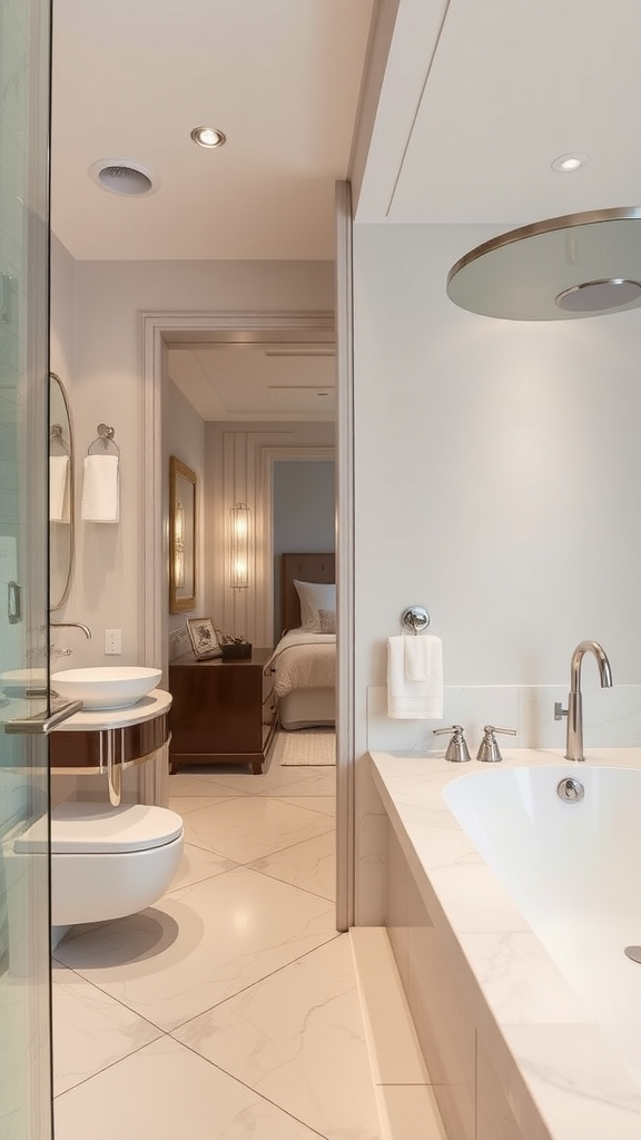 Elegant spa-inspired en-suite bathroom with a modern design.