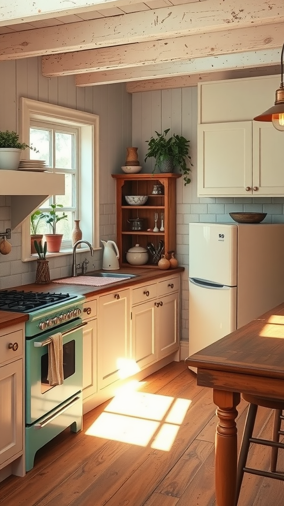 Rustic farmhouse kitchen with vintage appliances