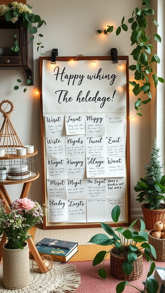 A stylish Baby Shower Countdown Calendar displayed with wishes and advice notes.