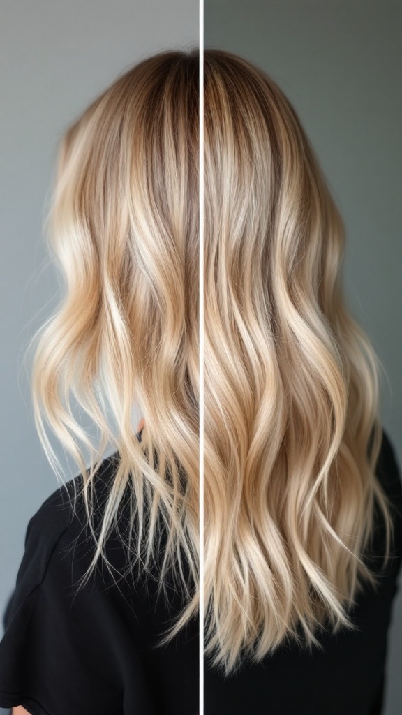 A hairstyle featuring chunky blonde highlights, showcasing dynamic layers and a stylish look.