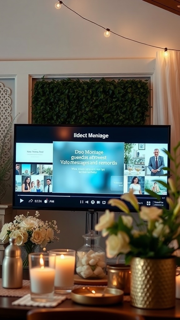 A video montage displayed at a baby shower, showcasing guest messages and memories.