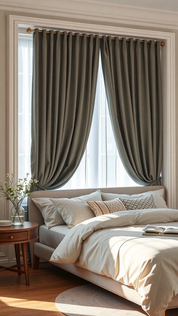 Elegant curtains in a serene bedroom setting