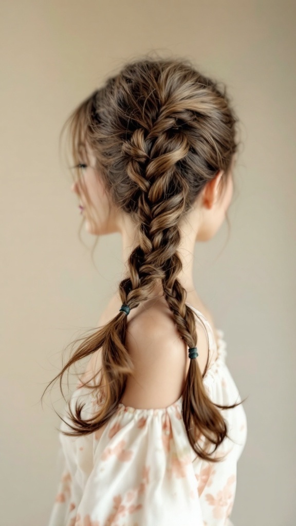 Little girl with a twisted side ponytail hairstyle