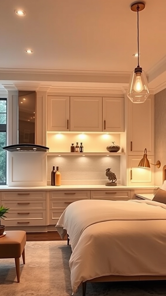 Modern luxury kitchen with chic lighting fixtures