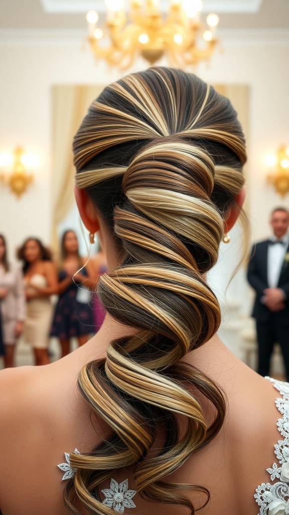 Chic sleek ponytail with ombre effect styled elegantly for a wedding