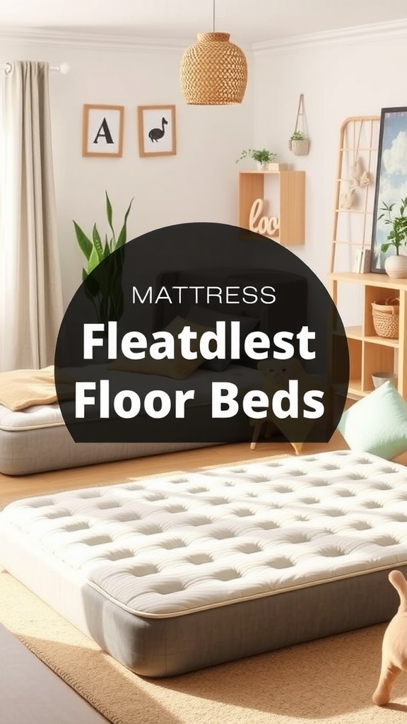 A cozy room featuring a flat mattress on the floor, suitable for a toddler's floor bed.