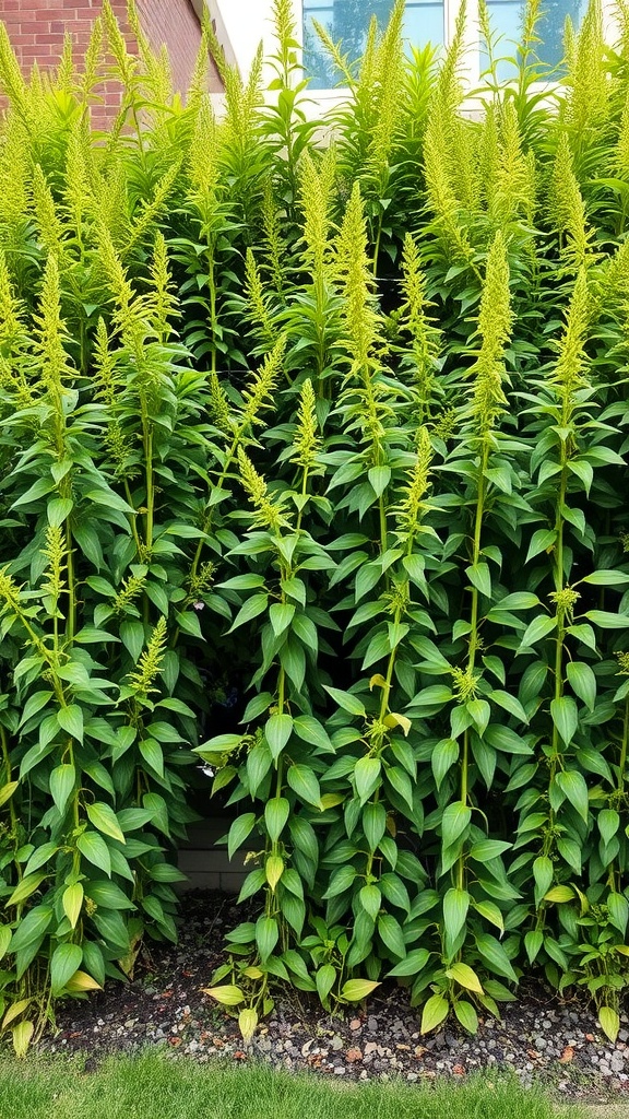 Tall green plants creating a natural privacy screen in a courtyard garden.