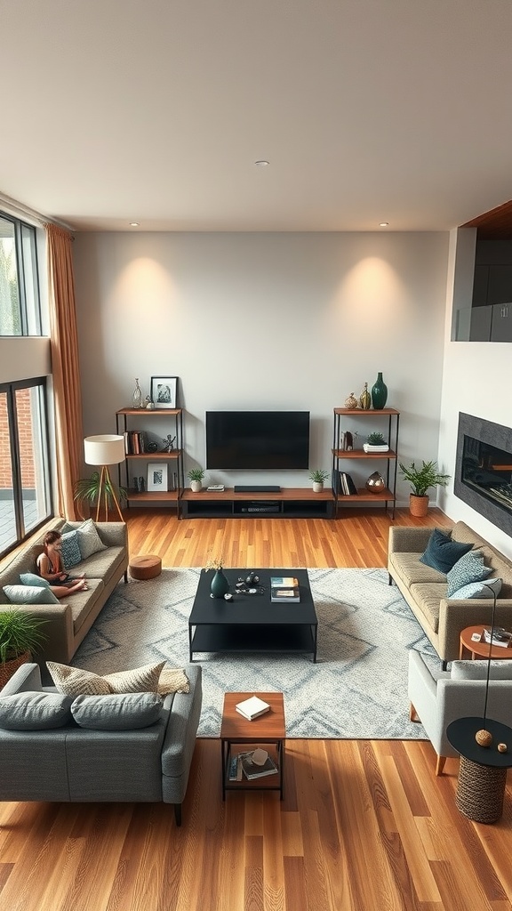 A beautifully arranged living room with zones for conversation and reading