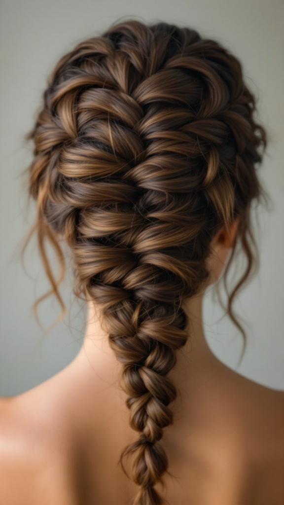 Crown braid updo hairstyle for long hair