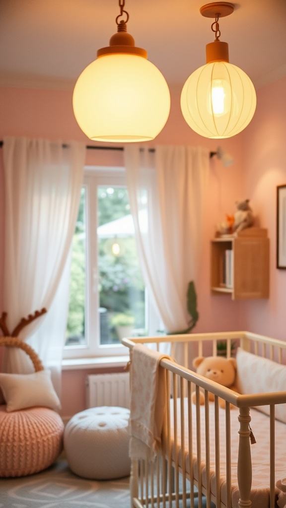 Delicate lighting fixtures in a French country nursery