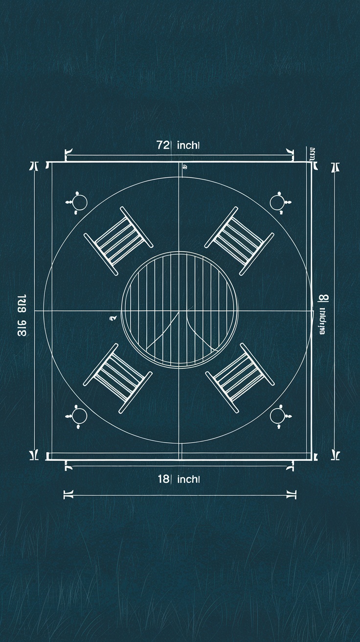Diagram of a low picnic table with dimensions labeled