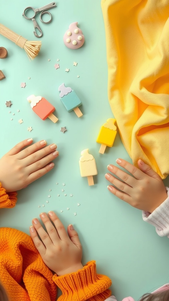 Colorful DIY ice cream soap and crafting materials