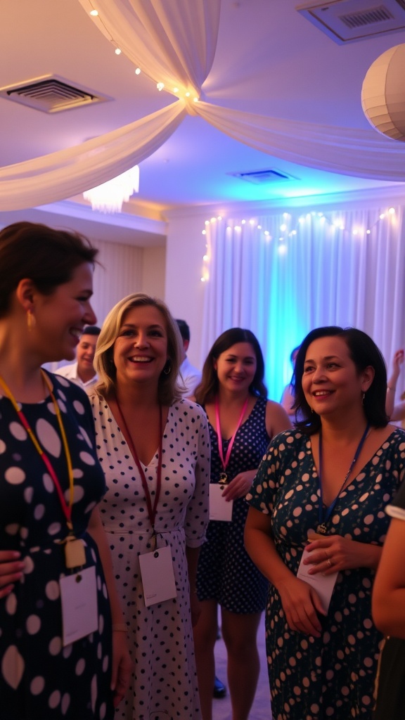Women at a baby shower smiling and enjoying each other's company.