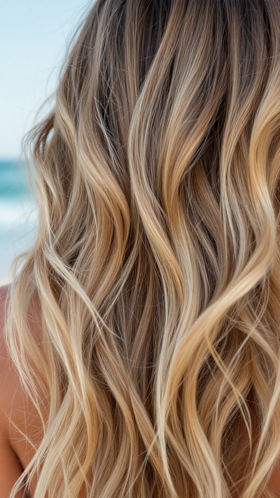 Long hair styled in effortless beach waves