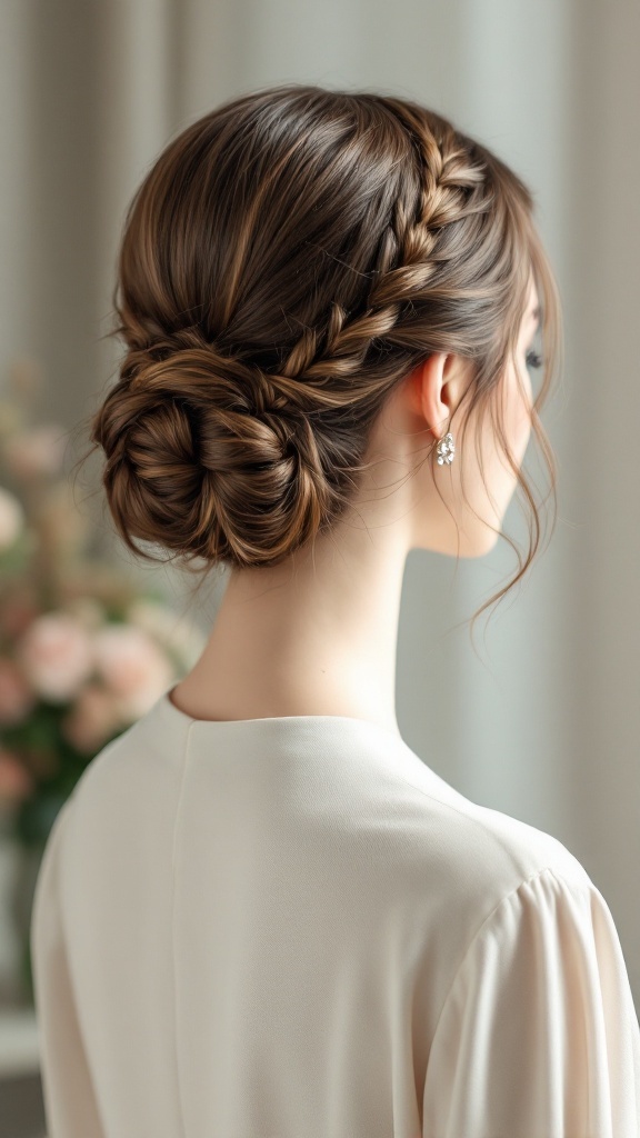 Elegant low bun hairstyle with braids