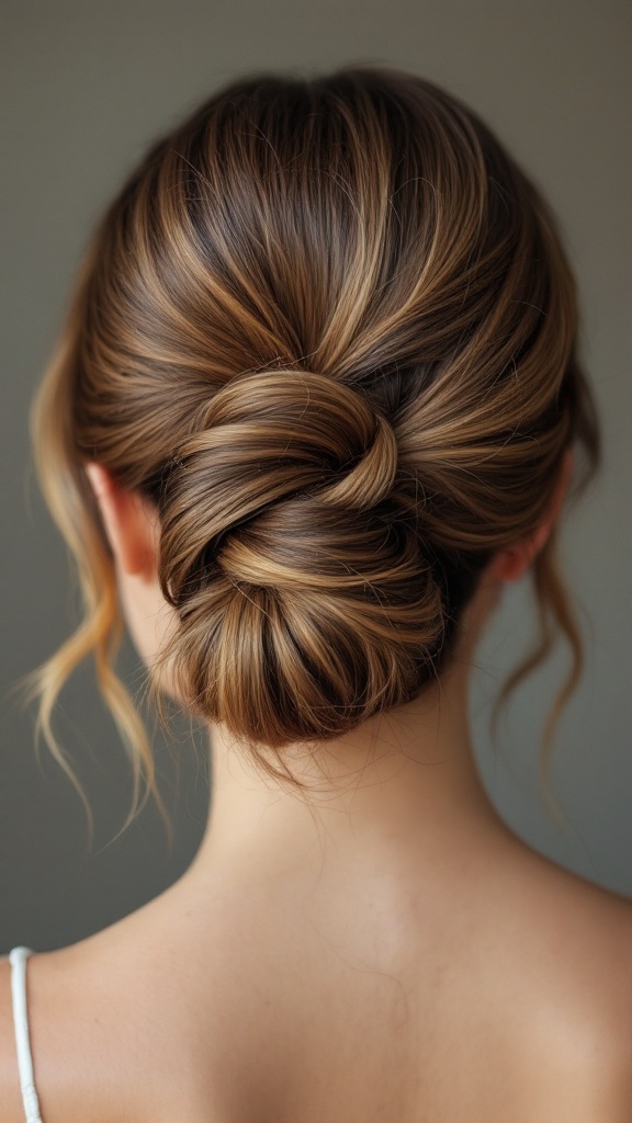 Stylish half up half down wedding hairstyle featuring an elegant twist and side bangs
