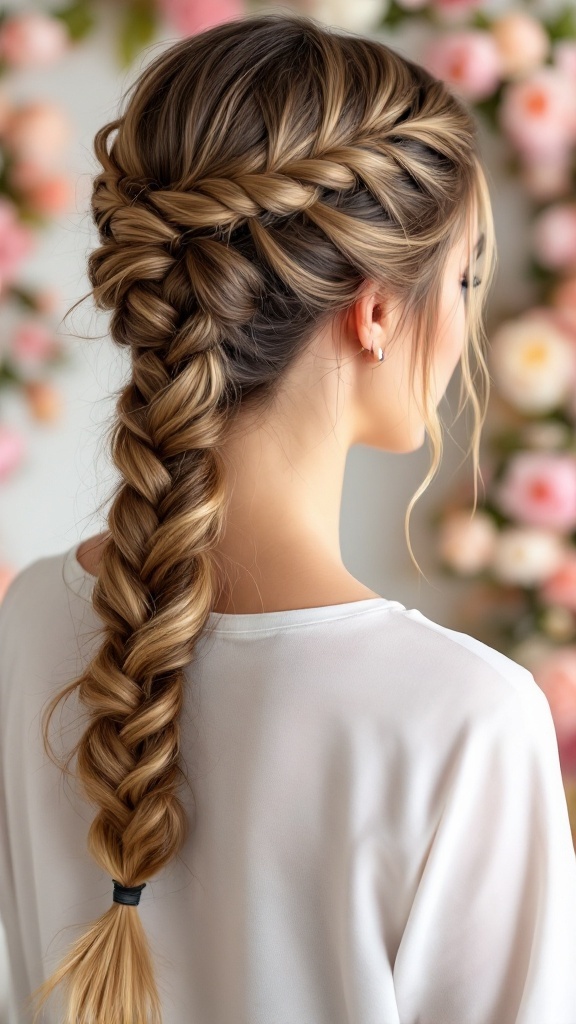 A fishtail braid ponytail hairstyle for bridesmaids