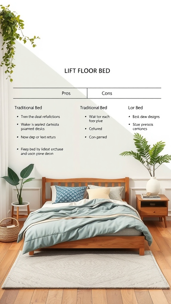 Cozy floor bed setup with soft linens and pillows in a stylish room