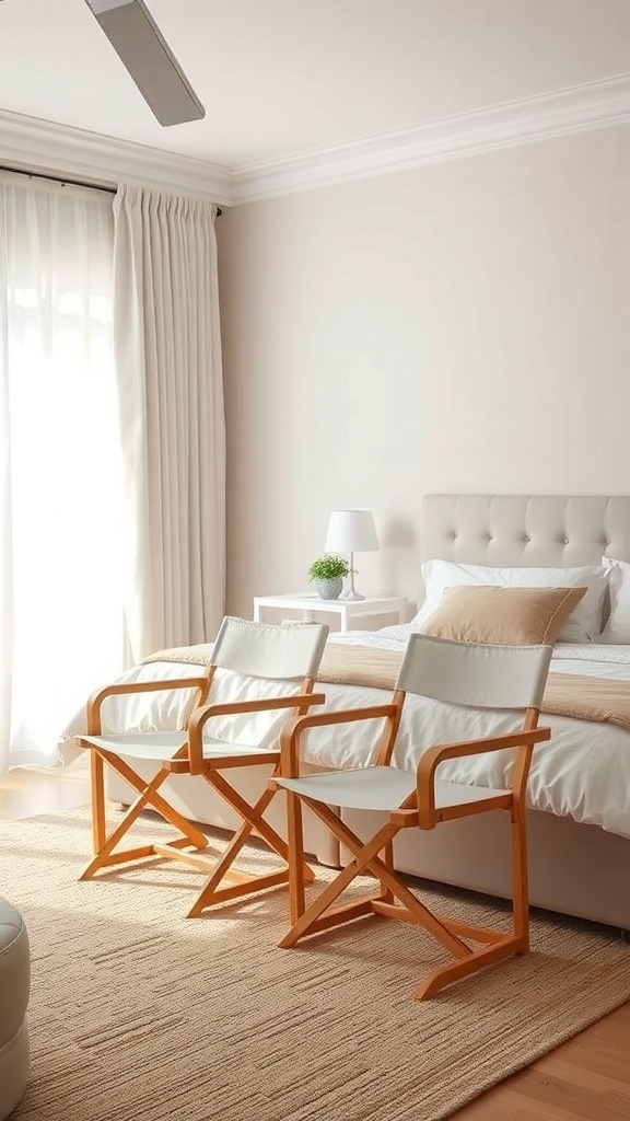 Two folding chairs in a bedroom setting