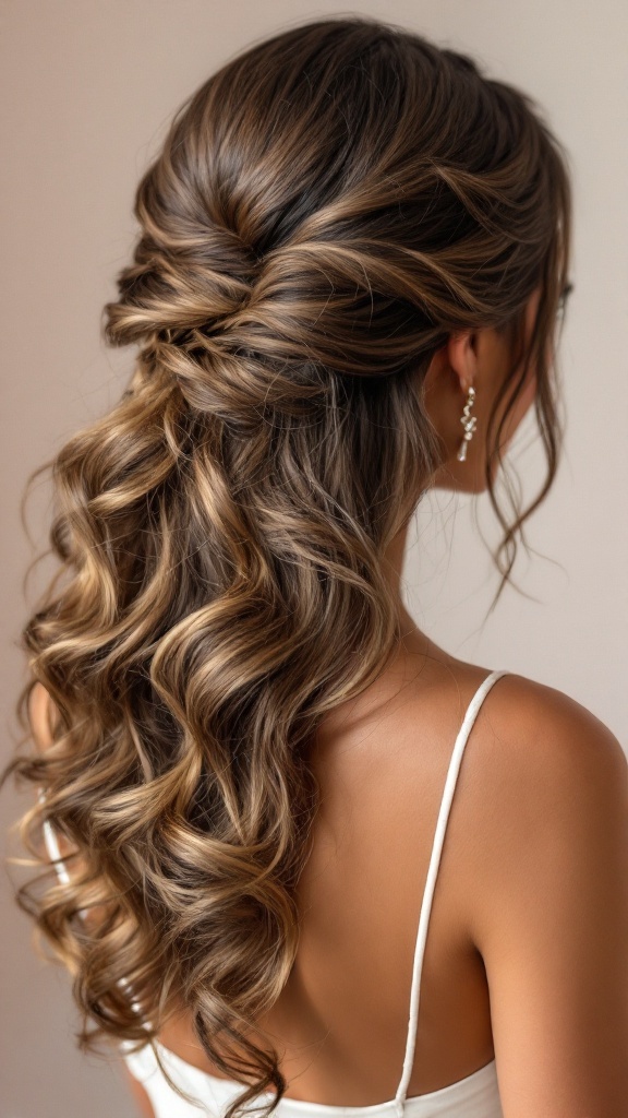 Shoulder-length hair styled in glamorous Hollywood waves