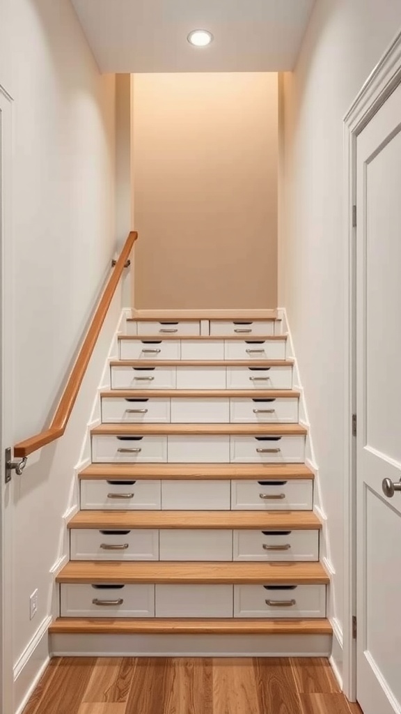 Stairs with built-in drawers for hidden storage