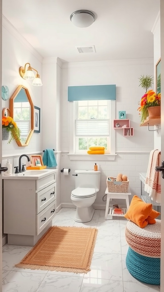 Bright and cheerful Jack and Jill bathroom with colorful decor elements for kids