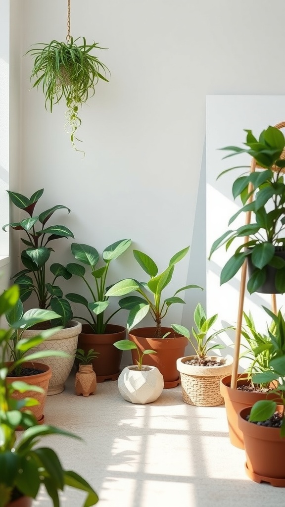 Indoor plants in a cozy and bright nursery