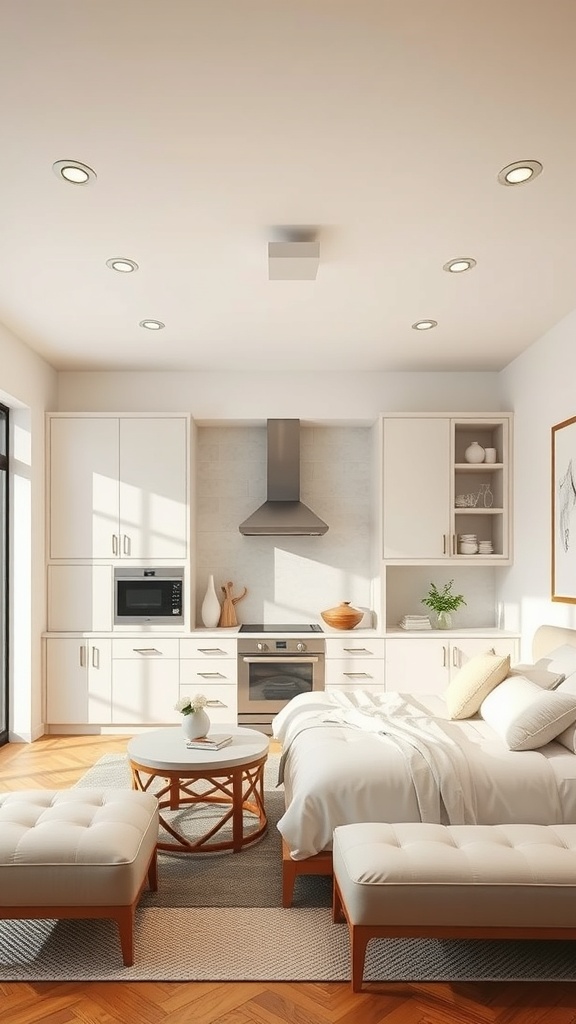 Modern kitchen with recessed lighting and sleek design