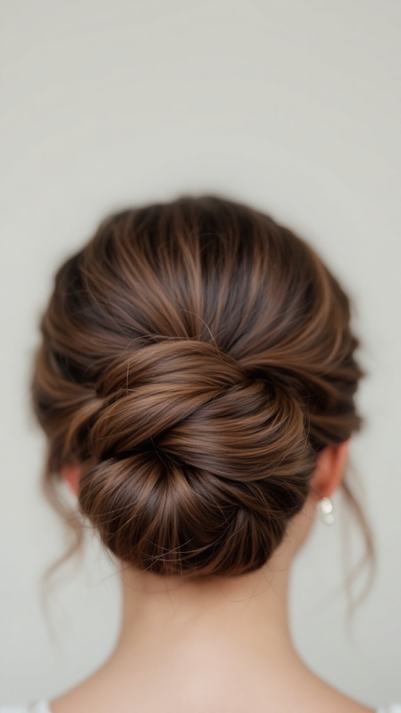 Knotted bun hairstyle with a hair wrap