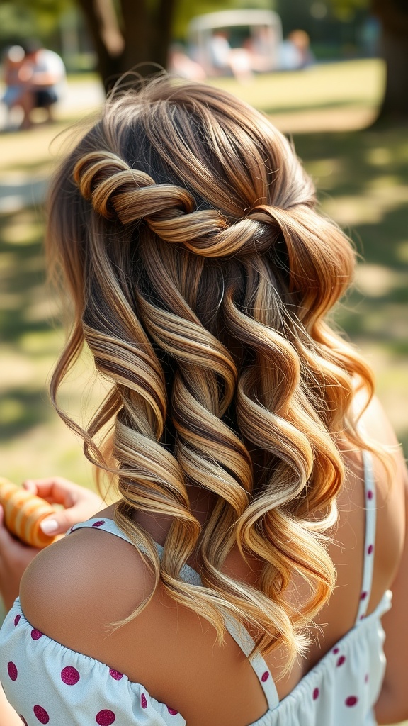 A hairstyle featuring layered waves styled with clips, showcasing a relaxed and cute look.