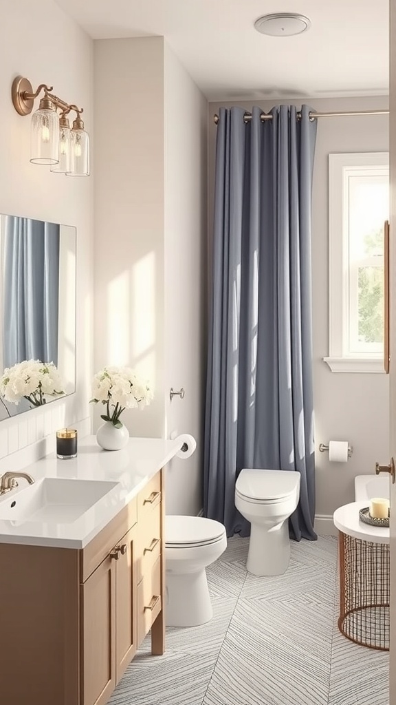 Bright and inviting Jack and Jill bathroom with natural light and stylish fixtures.