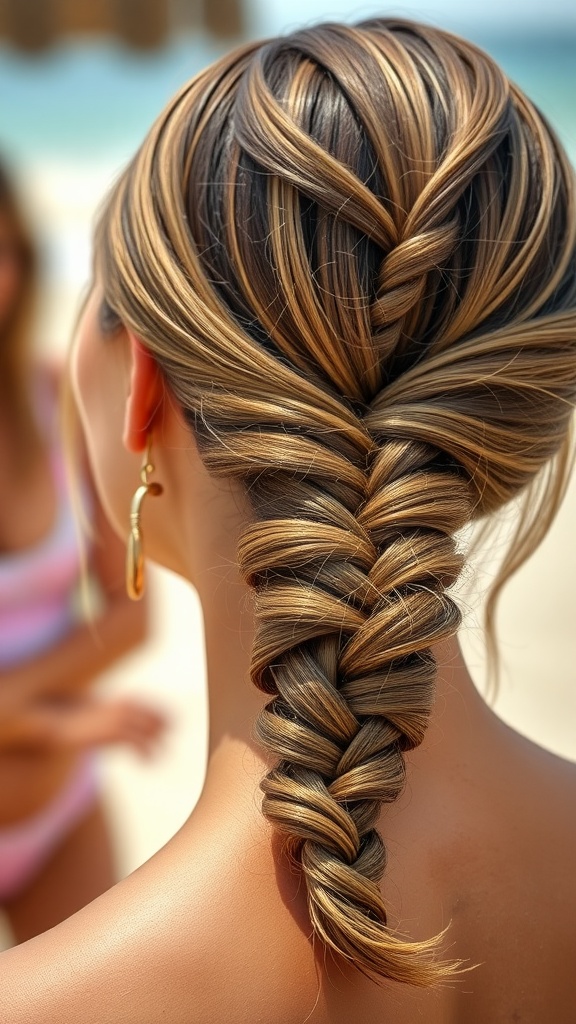 A low ponytail with a braid accent, showcasing a stylish hairstyle.