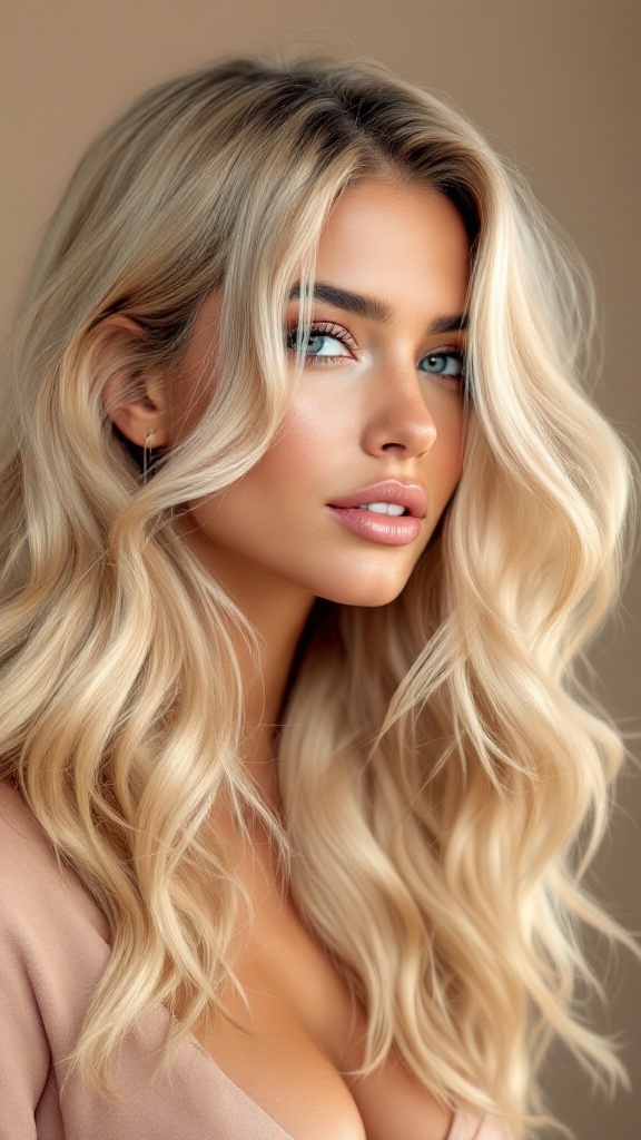 A close-up of a woman with blonde highlights and curly hair, showcasing vibrant and well-maintained curls.