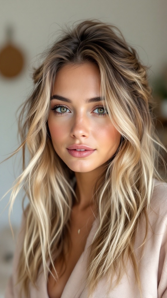 A hairstyle showcasing a messy straight half up style, featuring loose strands and a relaxed look.