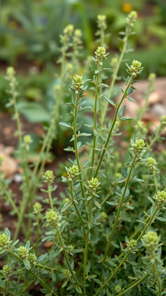 Close-up image of oregano plants in a garden