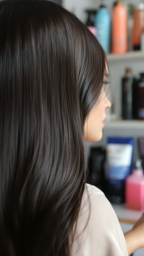 Sleek half up half down hairstyle showcasing smooth, shiny hair