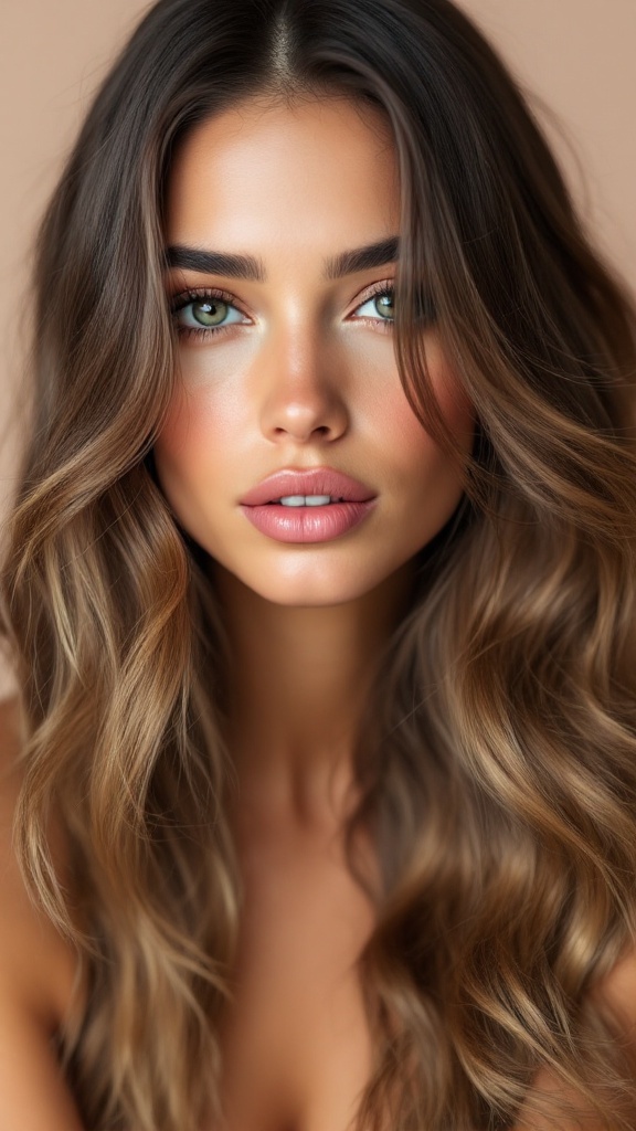 A woman with platinum blonde balayage hair, showcasing healthy waves and a radiant look.