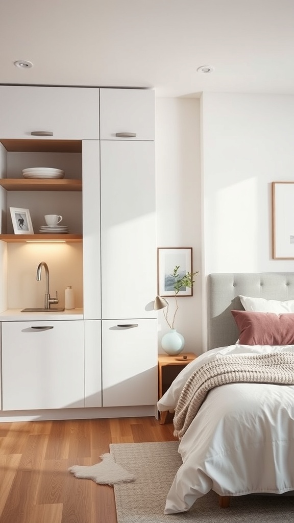 Minimalist kitchen with simple geometric shapes and neutral colors