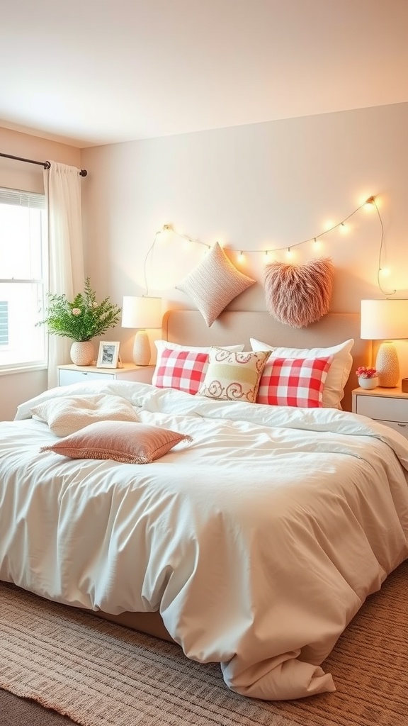 Cozy bedroom setup perfect for sleepovers with pillows and warm lighting.