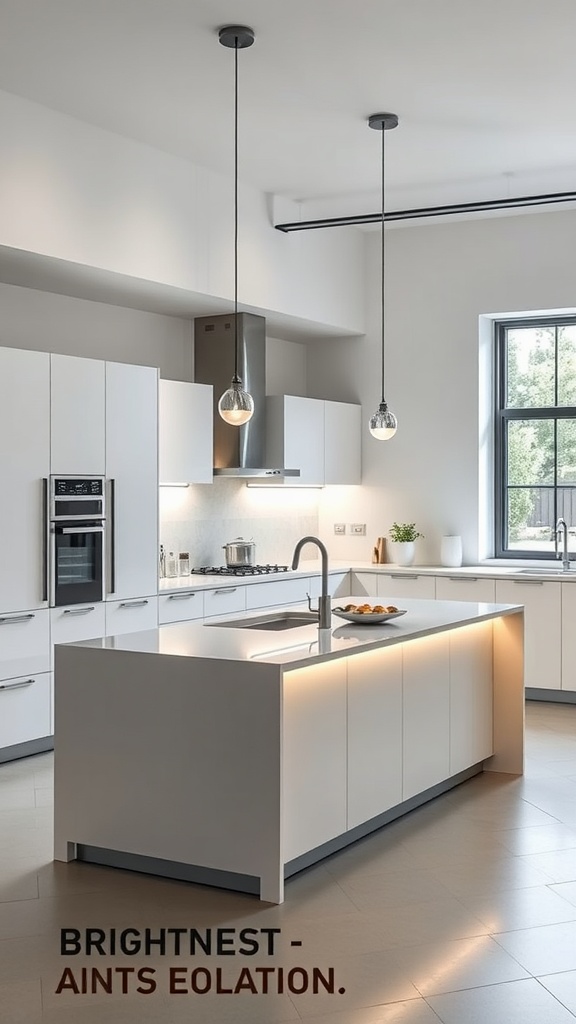 Modern kitchen with smart LED lighting above an island