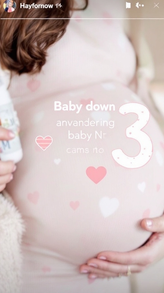 A colorful social media countdown for a baby number 3 announcement.