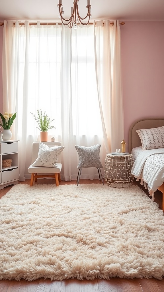 Soft plush area rug in a stylish girly room