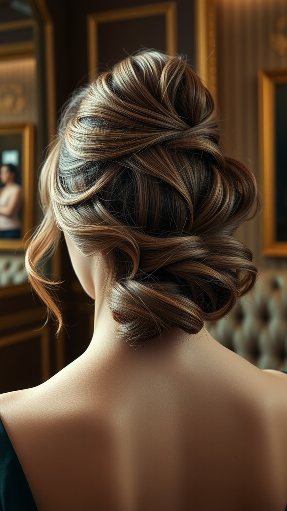 A view of a soft pompadour hairstyle with loose waves, showcasing elegance and relaxed charm.