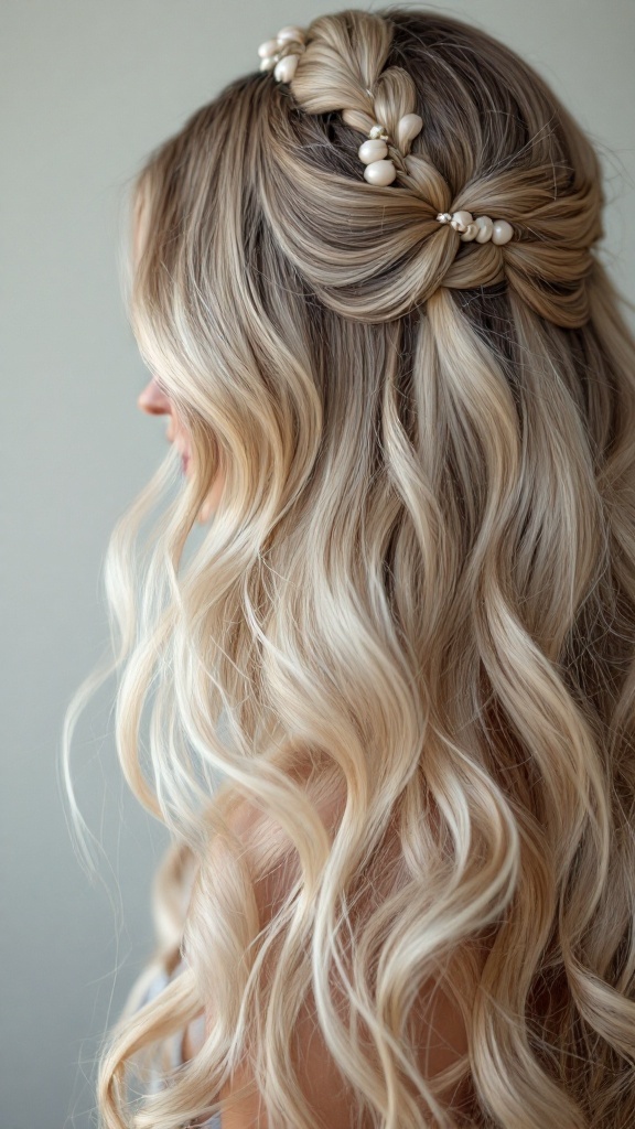 Soft textured waves hairstyle with a decorative hairband