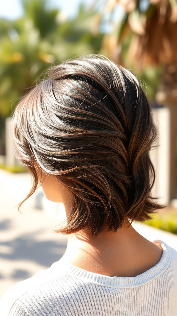 A stylish textured side sweep hairstyle with natural volume for summer.