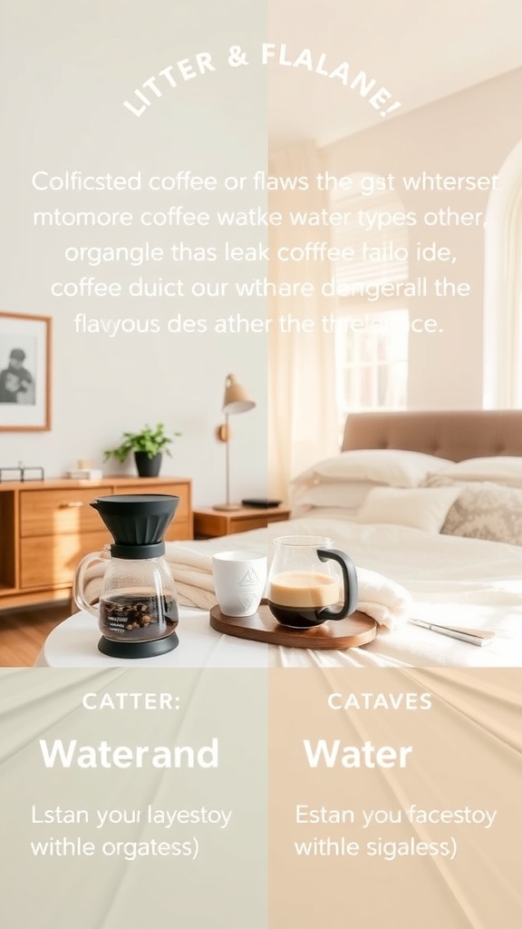 A cozy coffee station featuring a coffee maker, fresh coffee beans, and mugs.
