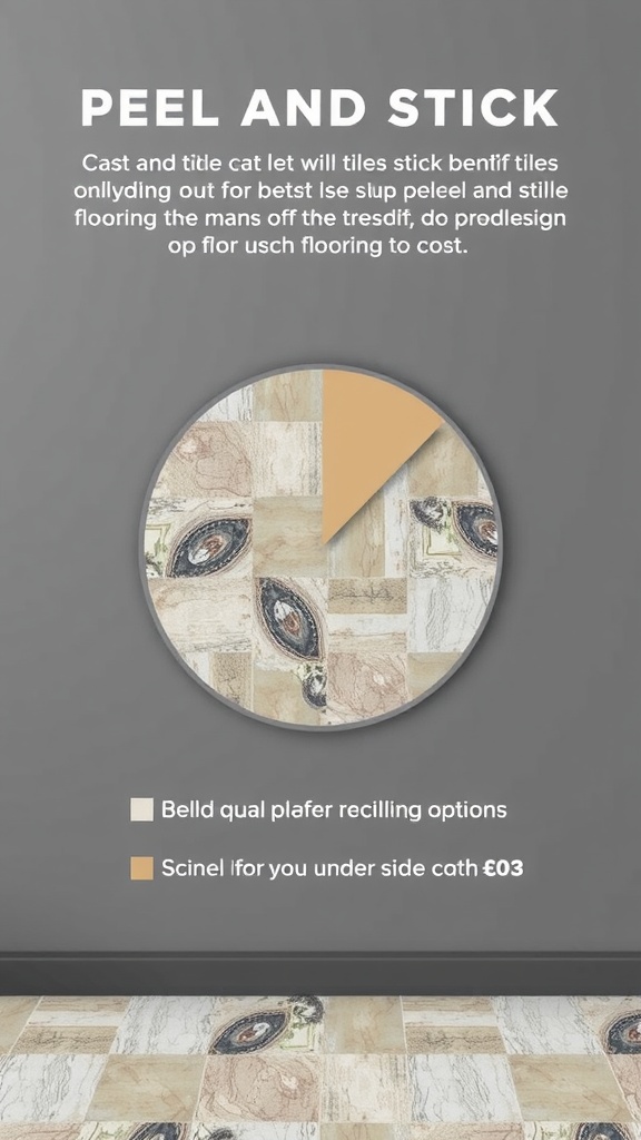 Image displaying peel and stick bathroom tiles with a mix of textures and colors.