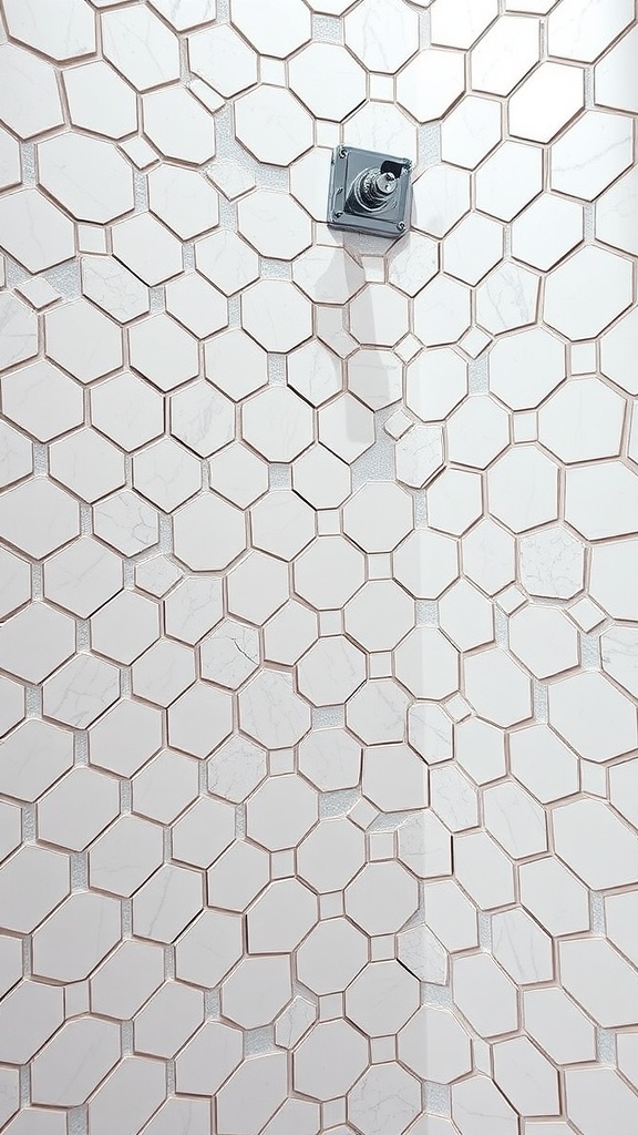 Hexagon tile bathroom floor with contrasting grout