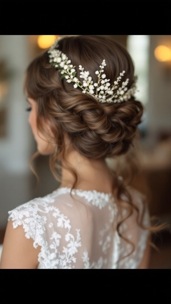 A beautiful bride with vintage waves and a floral crown.